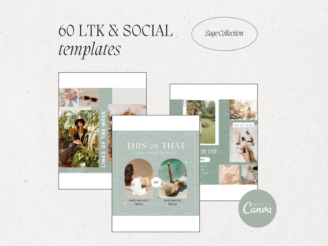 60 Sage LTK Templates Canva Ltk Collage Gift Guides - Etsy | Etsy (US)