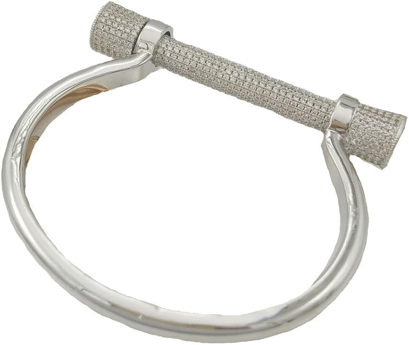 Baoli Silver Tone Pave Diamond Horseshoe D Letter Bangle for Women | Amazon (US)