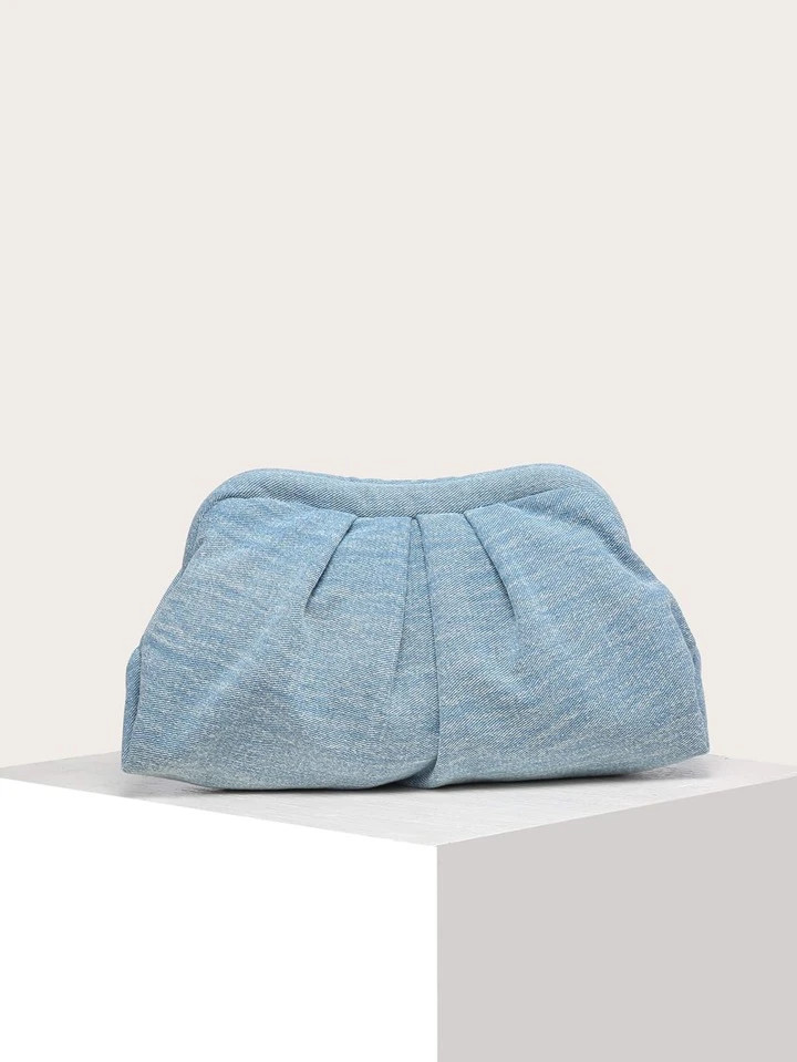 Medium Ruched Bag Solid Color Denim | SHEIN