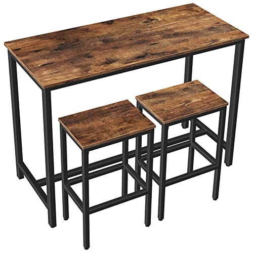 HOOBRO Bar Table and Chairs Set, 47.2” Rectangular Pub Bar Table and 2 Bar Stools, 3-Piece Brea... | Amazon (US)