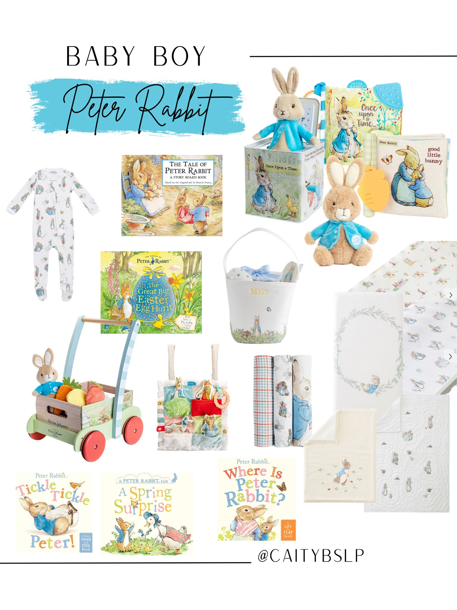 Peter Rabbit themed e v e r y t h i n g for baby boy! 💙

Beatrix Potter / Peter Rabbit / baby boy / crib sheets / baby quilt / Easter basket / baby books / push toy / swaddle

#LTKbump #LTKFind #LTKbaby