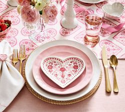 Heart Block Print Stoneware Appetizer Plates - Set of 4 | Pottery Barn (US)