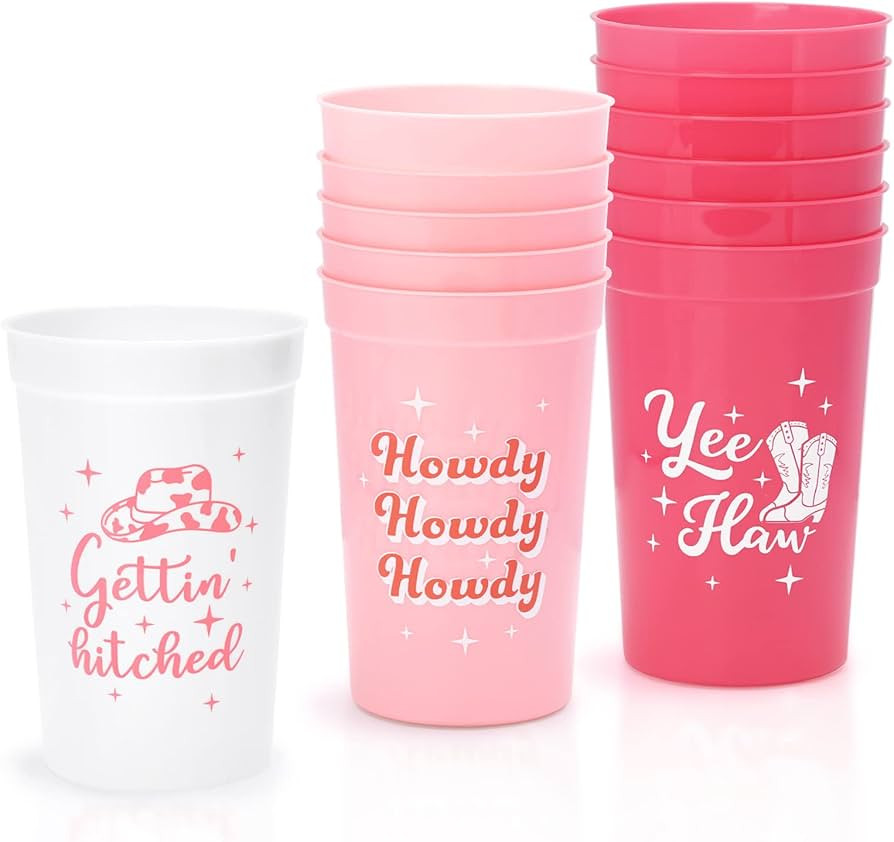 Tuitessine 12-Pack Disco Cowgirl Bachelorette Party Cups Reusable Girls Trip Stadium Plastic Cup ... | Amazon (US)