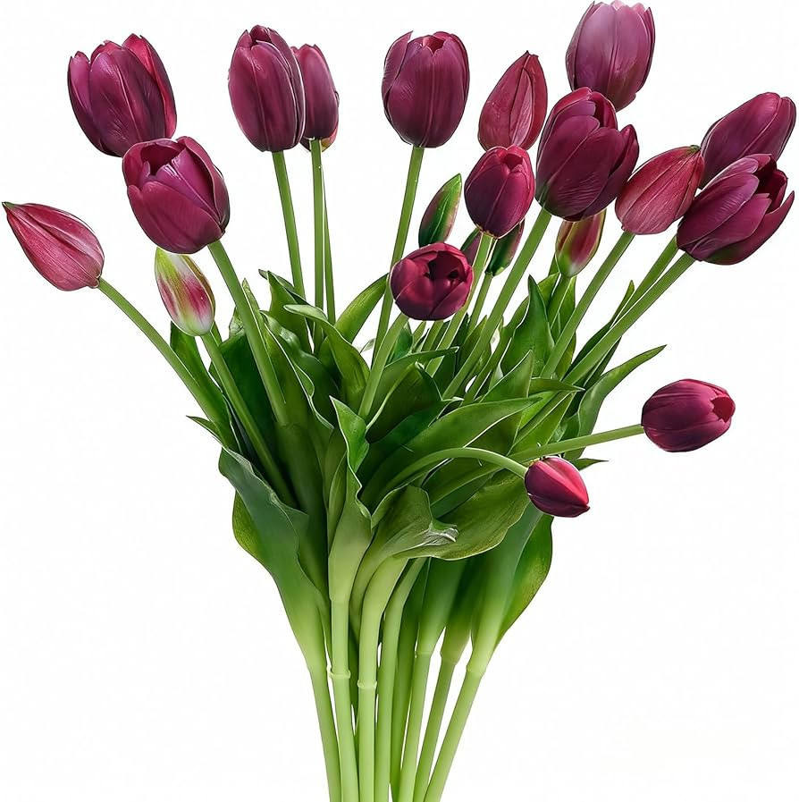 15 Pcs Purple Tulips Artificial Flowers Faux Tulips Real Touch Latex Fake Flower Bouquet for Spri... | Amazon (US)