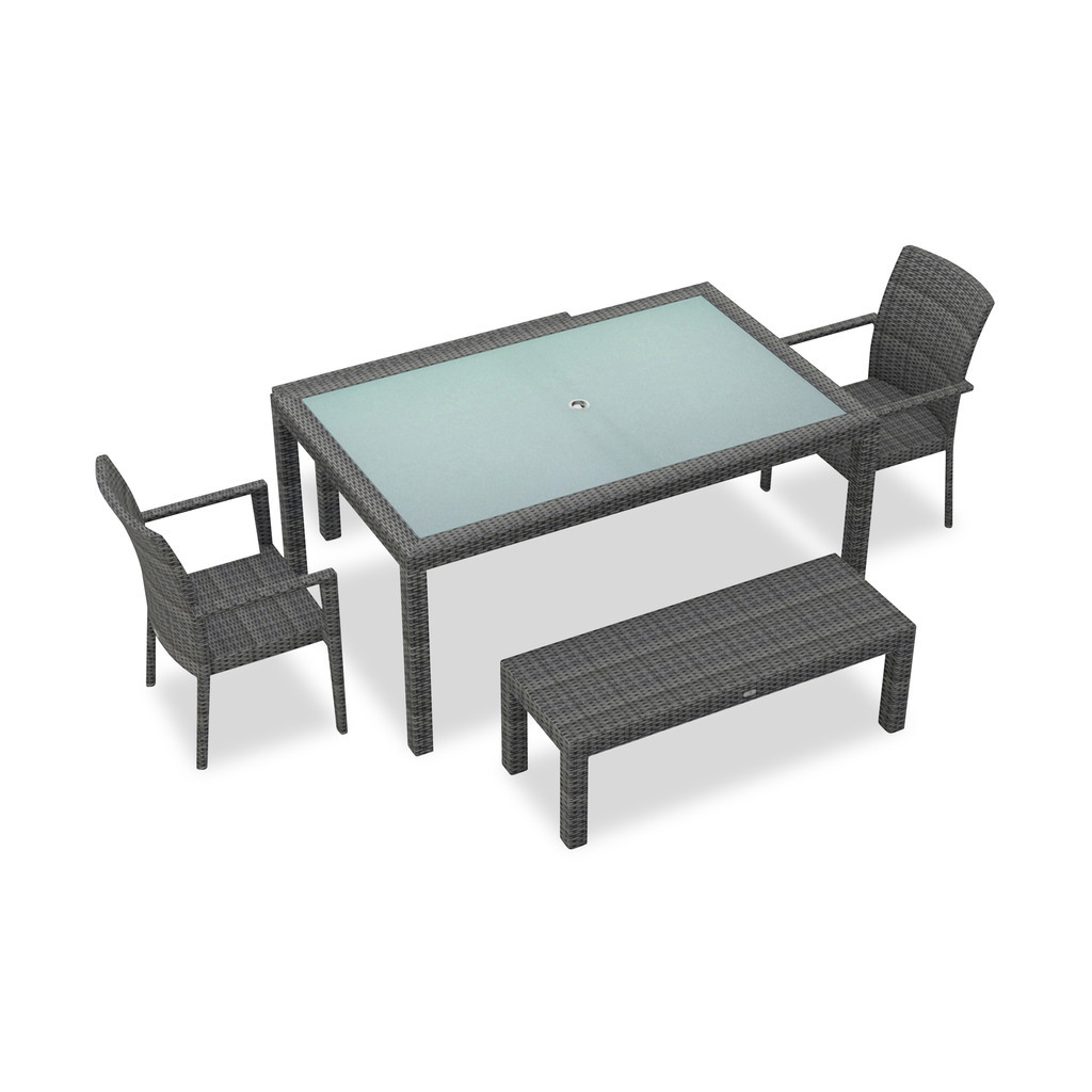District 5 Piece 6-Seat Bench Dining Set In Textured Slate | 1stopbedrooms