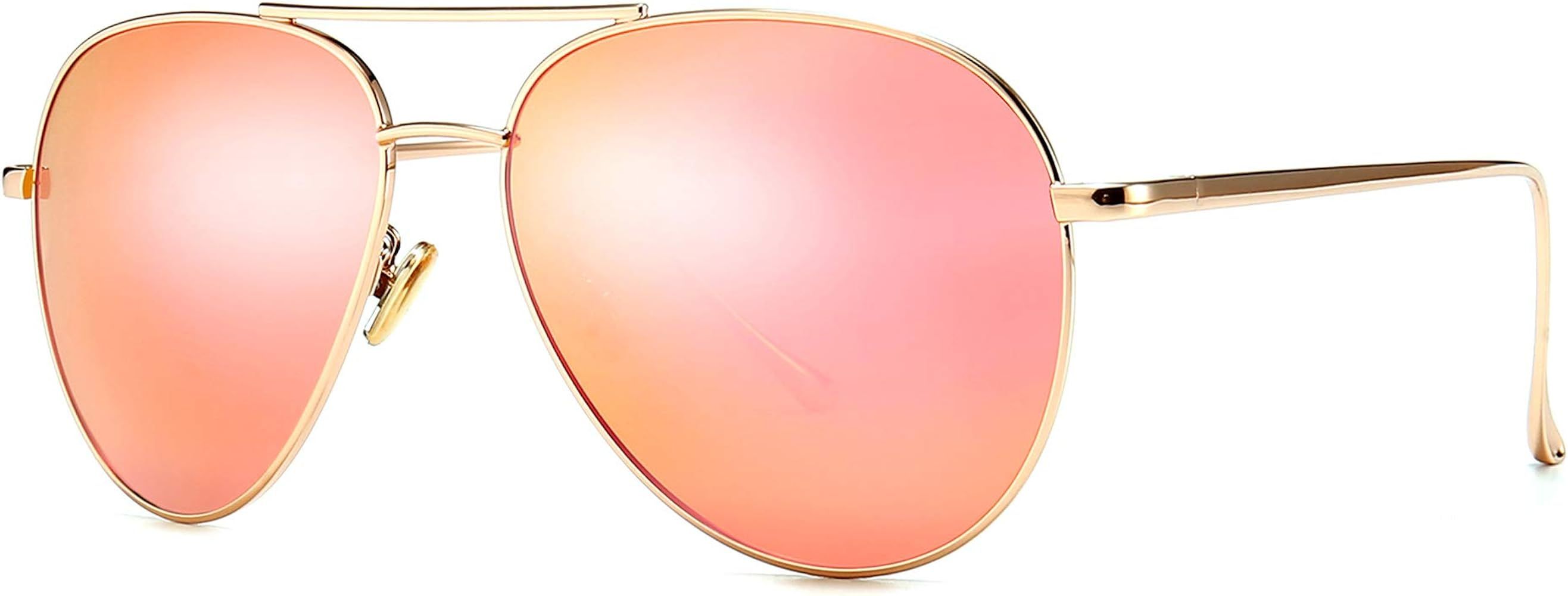 Women's Lightweight Oversized Aviator Sunglasses - Mirrored Polarized Lens | Amazon (US)