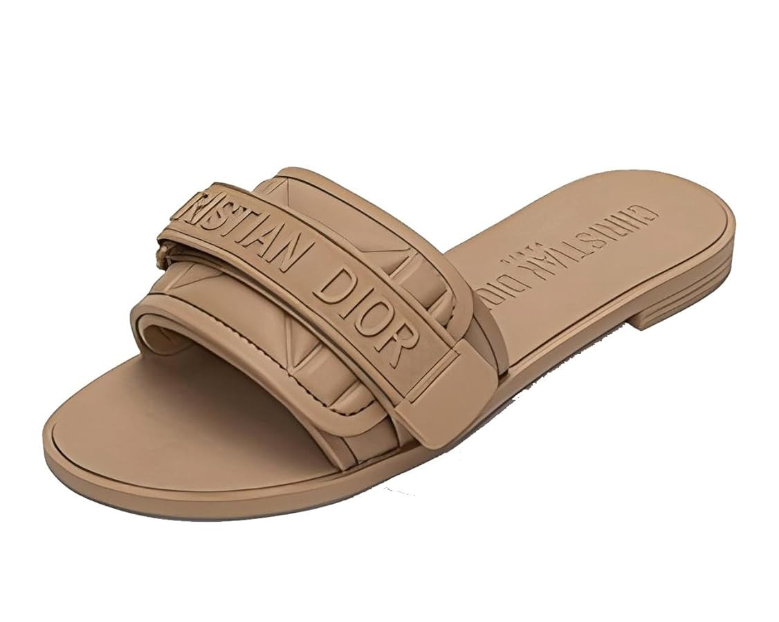 Women's Flat Sandals Adjustable Straps Slip-On Leather Slippers Sandals Black Pink Blue Khaki sli... | Amazon (US)