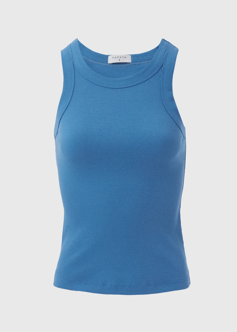 Blue Plain High Neck Ribbed Vest - Size 8 | Matalan (UK)