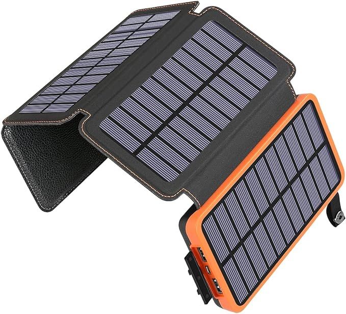 A ADDTOP Solar Charger Power Bank - 25000mAh Portable Solar Phone Charger with 4 Solar Panels & D... | Amazon (US)