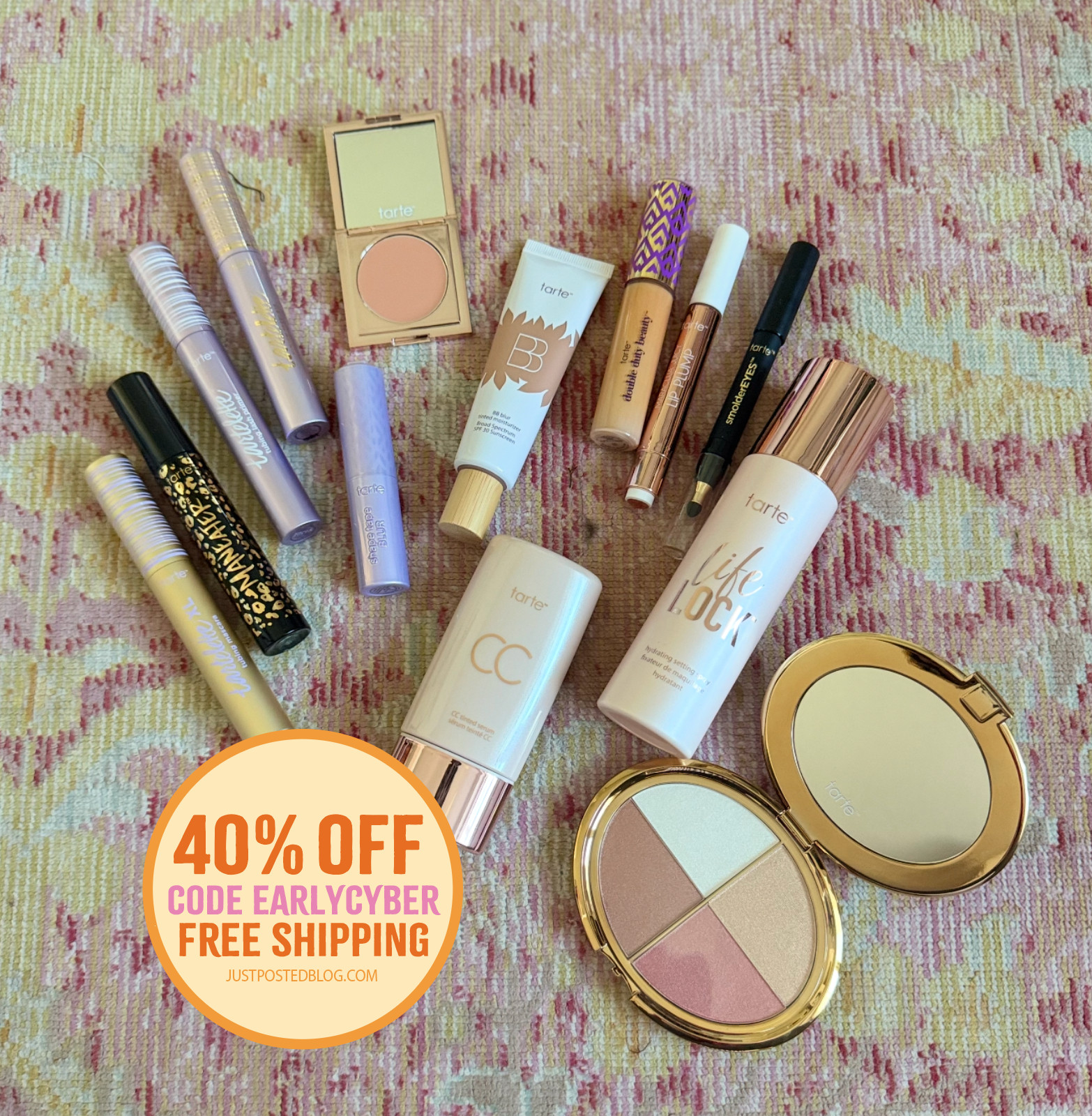 Use code EARLYCYBER for 40% off plus free shipping at Tarte on almost everything! LOVE these products! 

 