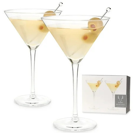 Viski Crystal Martini Glasses, Cocktail Glasses, Party Gifts, 9oz Set of 2 | Walmart (US)