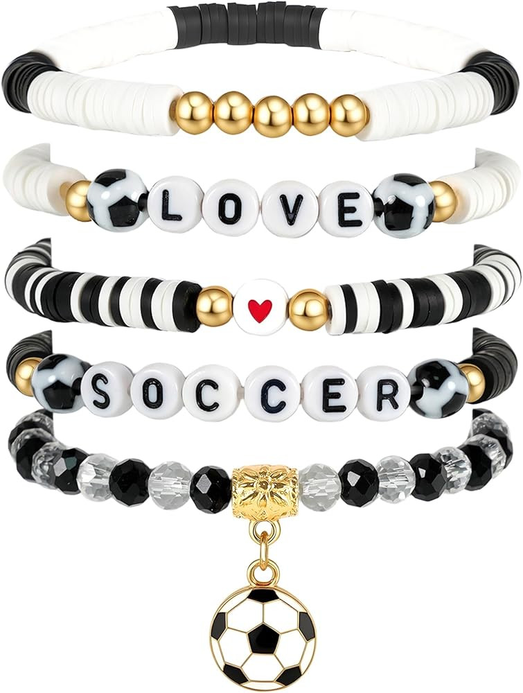 Sports Bracelets for Women,Soccer Softball Bracelet for Girls Stackable Beaded Bracelets as Game ... | Amazon (US)