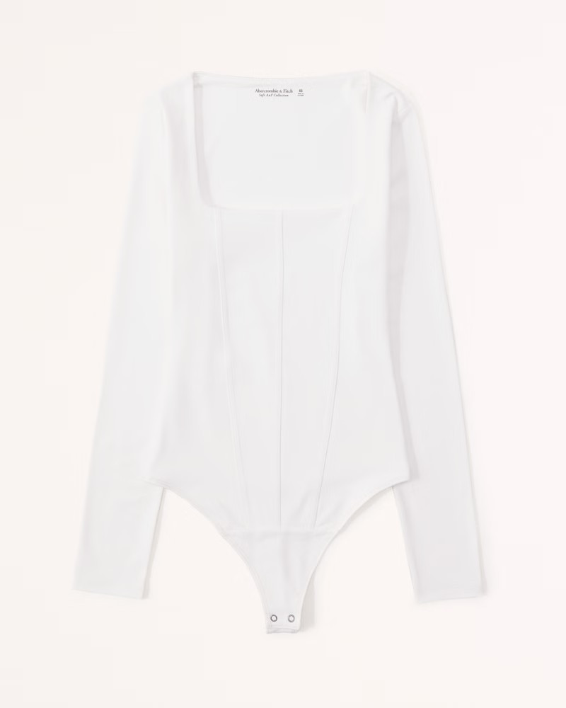 Women's Long-Sleeve Seamless Fabric Corset Bodysuit | Women's Tops | Abercrombie.com | Abercrombie & Fitch (US)