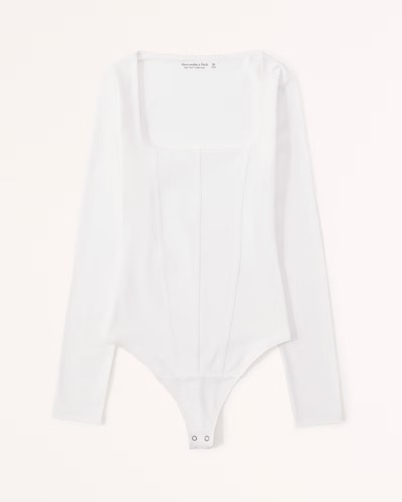 Women's Long-Sleeve Seamless Fabric Corset Bodysuit | Women's Tops | Abercrombie.com | Abercrombie & Fitch (US)