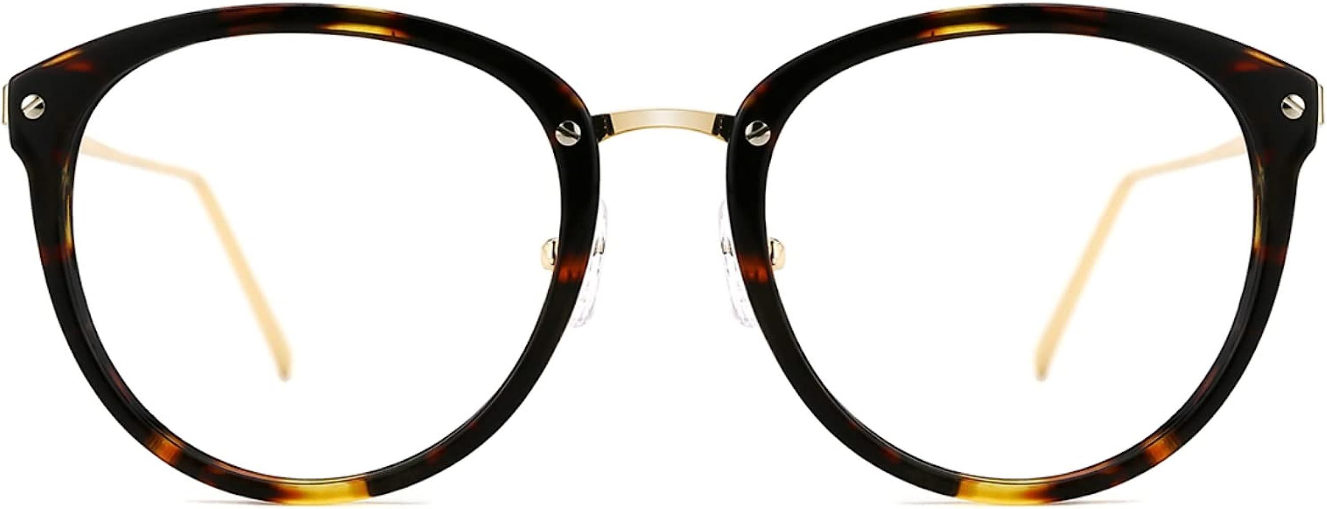 TIJN Blue Light Blocking Vintage Round Metal Optical Eyewear Clear Eyeglasses Frame for Women | Amazon (US)