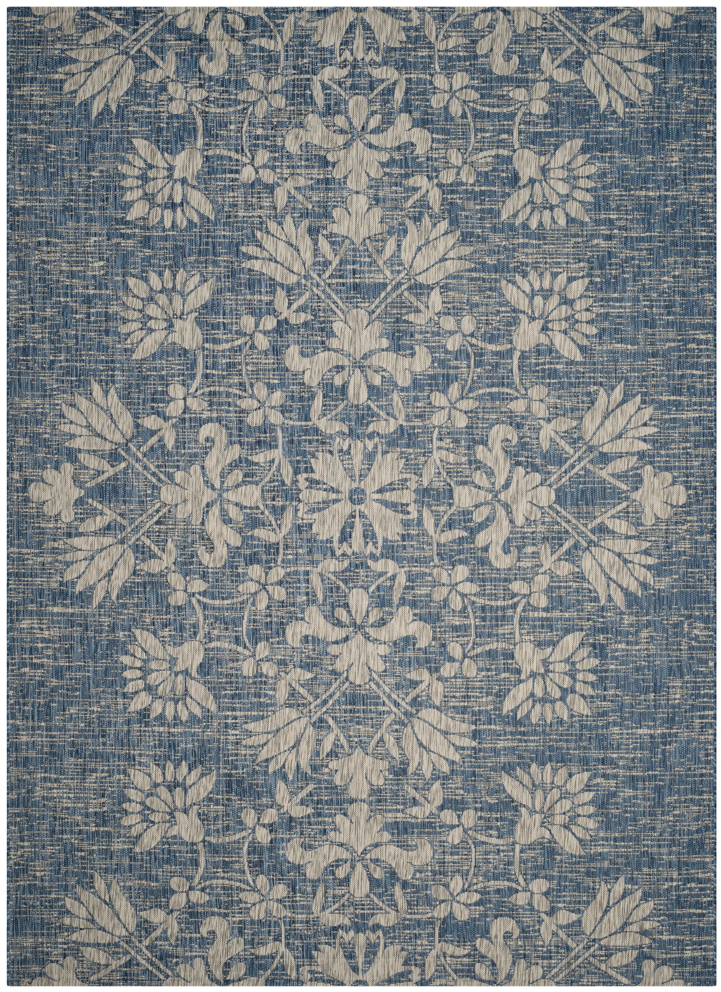 Amedee Floral Indoor / Outdoor Area Rug in Aqua/Grey | Wayfair North America