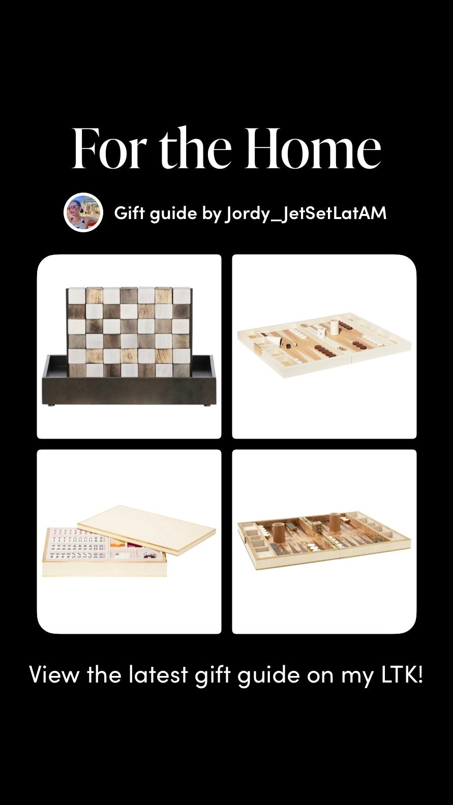A curated Jet Set LatAM gift guide featuring elevated home essentials — modern game sets, refined decor accents, and timeless pieces designed to elevate any living space. Perfect for hosts, design lovers, and anyone who appreciates thoughtful, luxury-inspired gifting. Save this guide for holiday inspiration and year-round home styling ideas.

#LTKHoliday #LTKCyberWeek #LTKGiftGuide