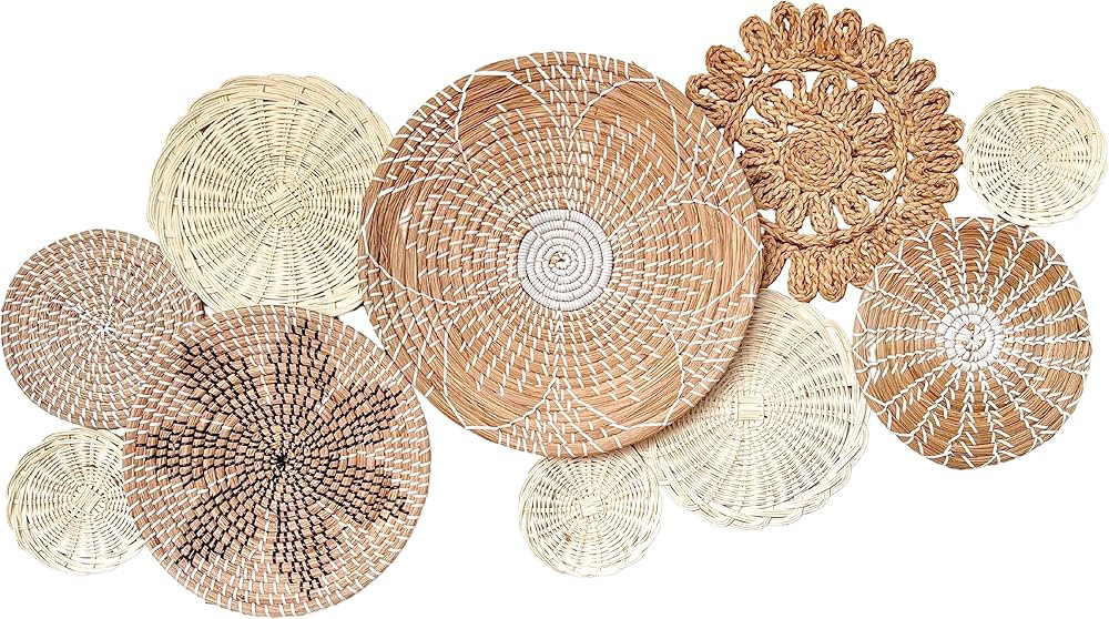 Original Wall Basket Decor - Set of 10 Boho Wall Baskets,Handcrafted Seagrass Hanging Woven Wall ... | Amazon (US)