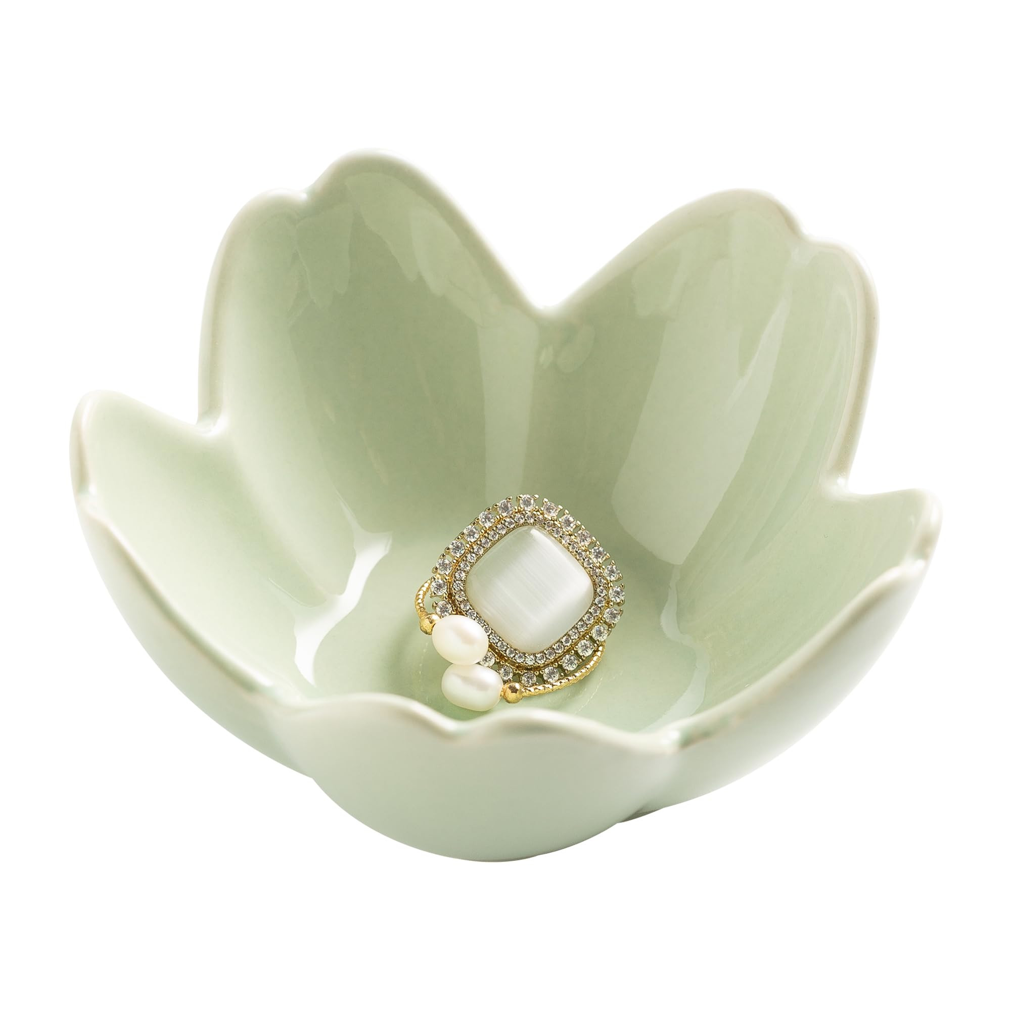 Flower Ring Holder Dish, Ceramic Jewelry Tray Dish, Small Trinket Dish, Jewelry Plate Bowl, Cute ... | Amazon (US)