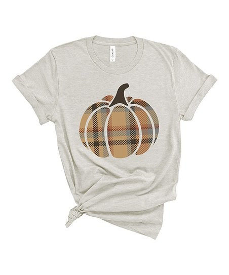 Sand Plaid Pumpkin Boyfriend Tee - Women | Zulily
