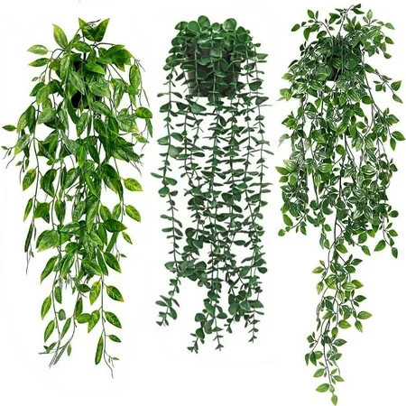 KIRIFLY Indoor Faux Hanging Greenery Eucalyptus Plants (3 Pack) | Walmart (US)