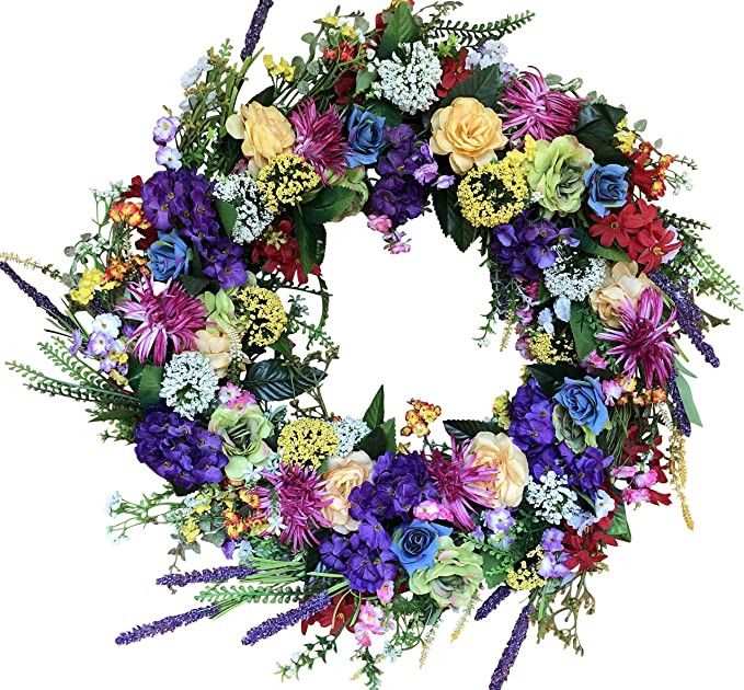 The Wreath Depot Ardmore Spring Front Door Wreath 22 Inch, Gorgeous Faux Spring Flower Wreath, Wh... | Amazon (US)