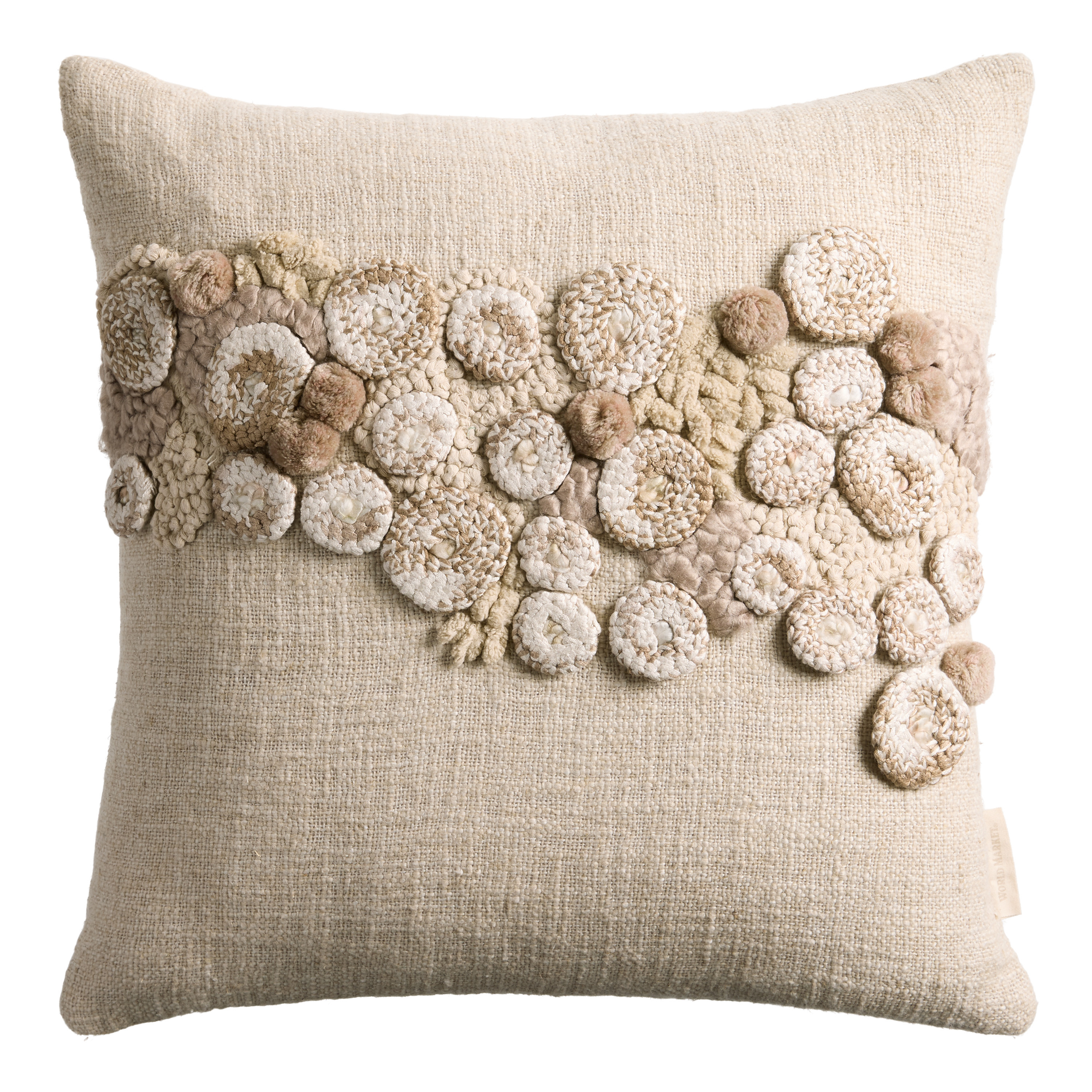 Oatmeal Embroidered Applique Swirl Throw Pillow | World Market