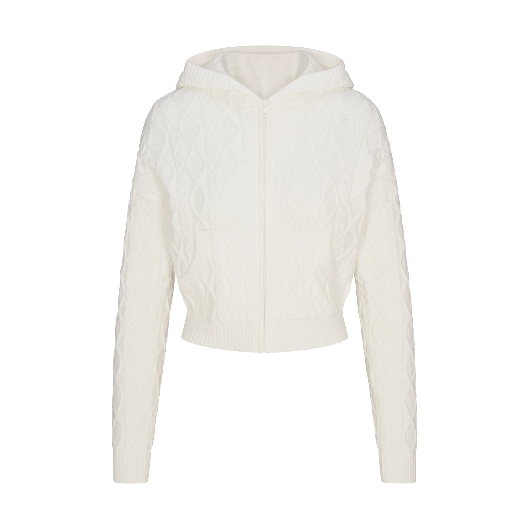 SWEATER KNIT SHRUNKEN ZIP UP HOODIE | IVORY | SKIMS (US)