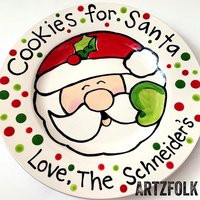 Cookies For Santa Ceramic Plate Or Set Personalized Name Handmade Pottery Childrens Christmas Gift | Etsy (US)