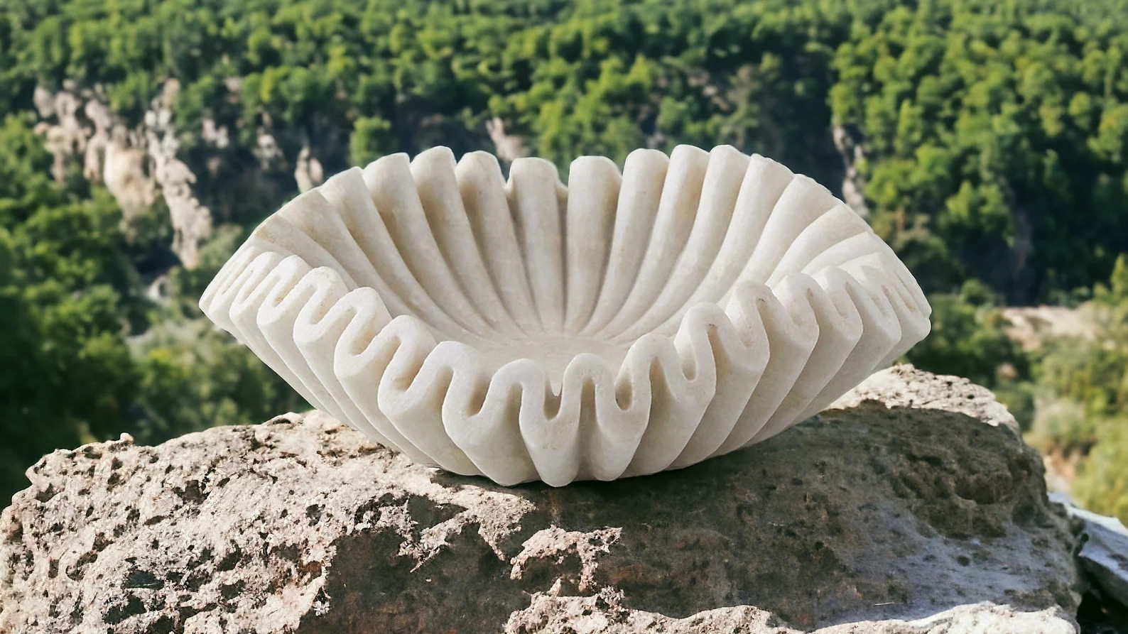 White Marble Ruffle Bowl, White Marble Decorative Bowls for Home Decor, Ruffle Marble Bowl Wavy, ... | Etsy (US)