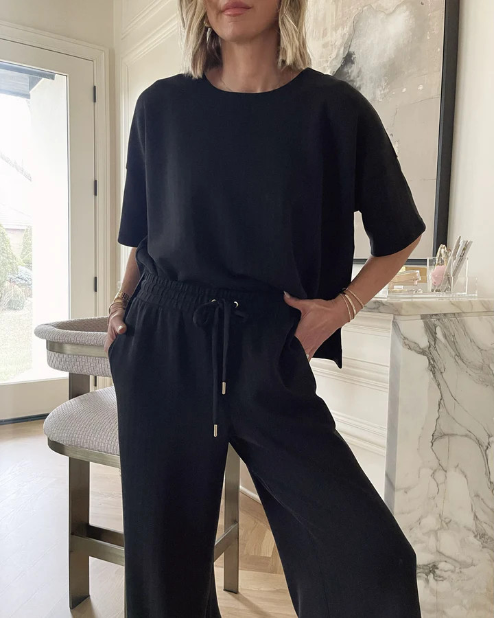 Splendid x @ Cellajaneblog Rib Scuba Short Sleeve Sweatshirt | Splendid | Splendid