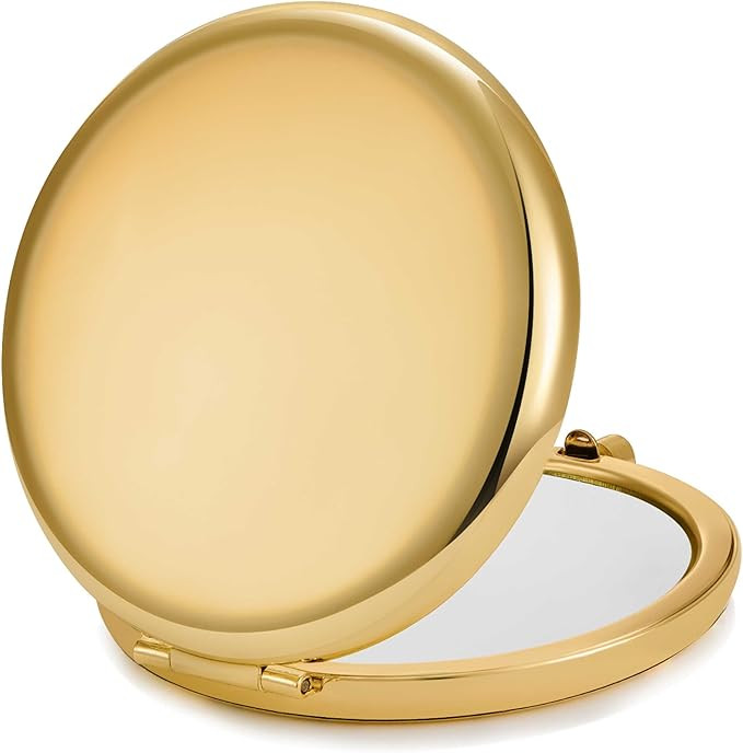 Compact Mirror for Purse, Metal Round Shell, Double-Sided 1X/2X Magnifying, Portable Travel Makeu... | Amazon (US)