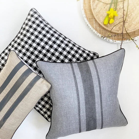 Modern Farm Grain Sack Pillow Cover Gray Burlap Pillow With | Etsy | Etsy (DACH)