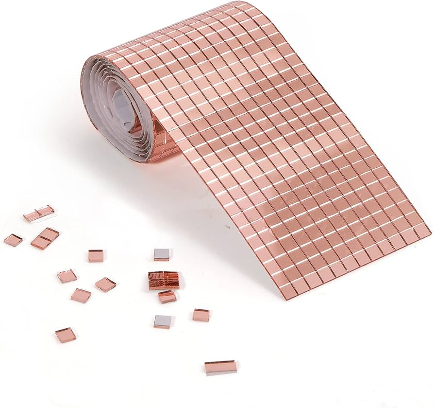 PP OPOUNT 2160 PCS Mini Mosaic Tiles, 1 Roll 5 x 5 mm Self-Adhesive Disco Tiles, Glass Mirror Til... | Amazon (US)