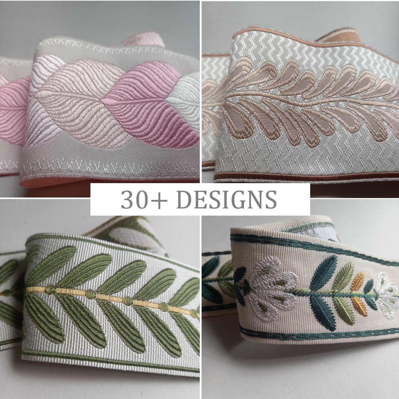 Curtain Fabric Leaves Trim Tape for Drapery by the Yard, Designer Embroidery Drape Edging Border ... | Etsy (US)