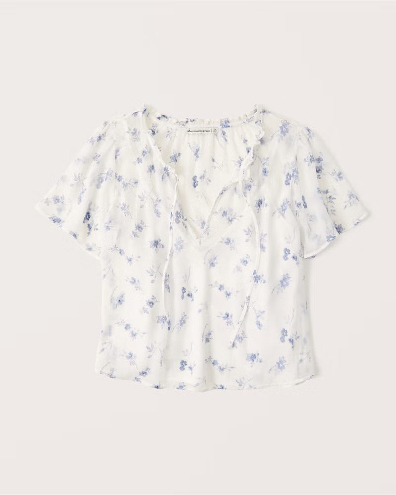 Tie-Front Chiffon Top | Abercrombie & Fitch (US)