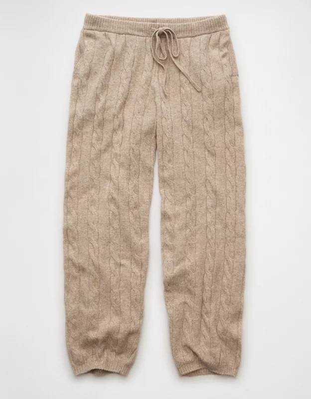 AE High-Waisted Cable Knit Jogger | American Eagle Outfitters (US & CA)