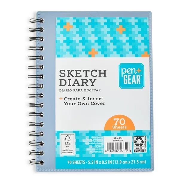 Pen + Gear Sketch Diary, 70 Sheets, 5.5" x 8.5", Blue | Walmart (US)