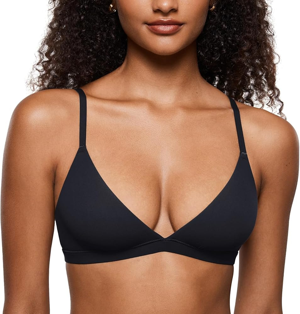 INLYRIC Women's Inbarely Triangle Bralette Plunge Unlined Seamless Bra No Underwire Sexy Comforta... | Amazon (US)