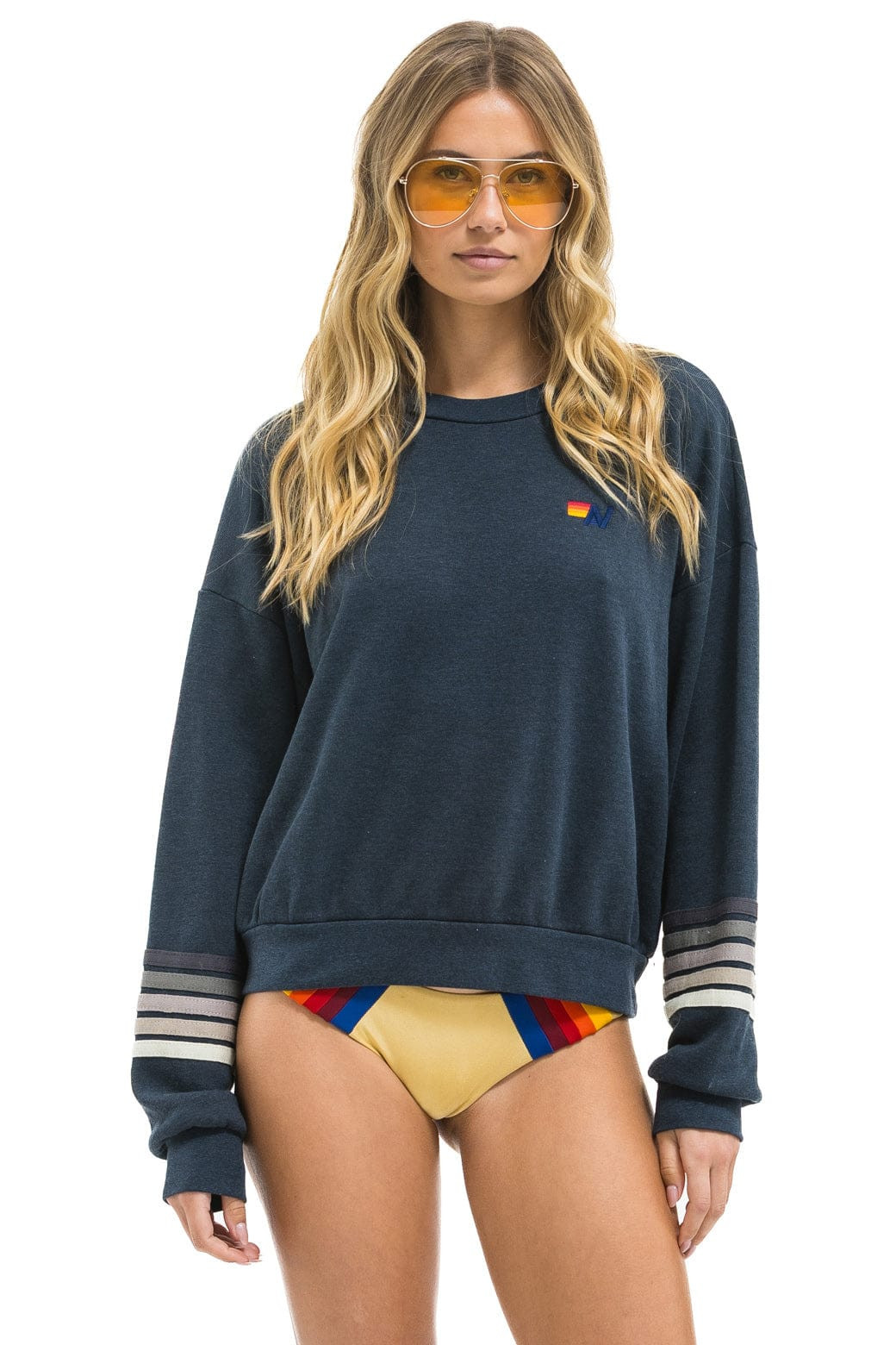 RUGBY STITCH 2 RELAXED CREW SWEATSHIRT - CHARCOAL // CHARCOAL | Aviator Nation