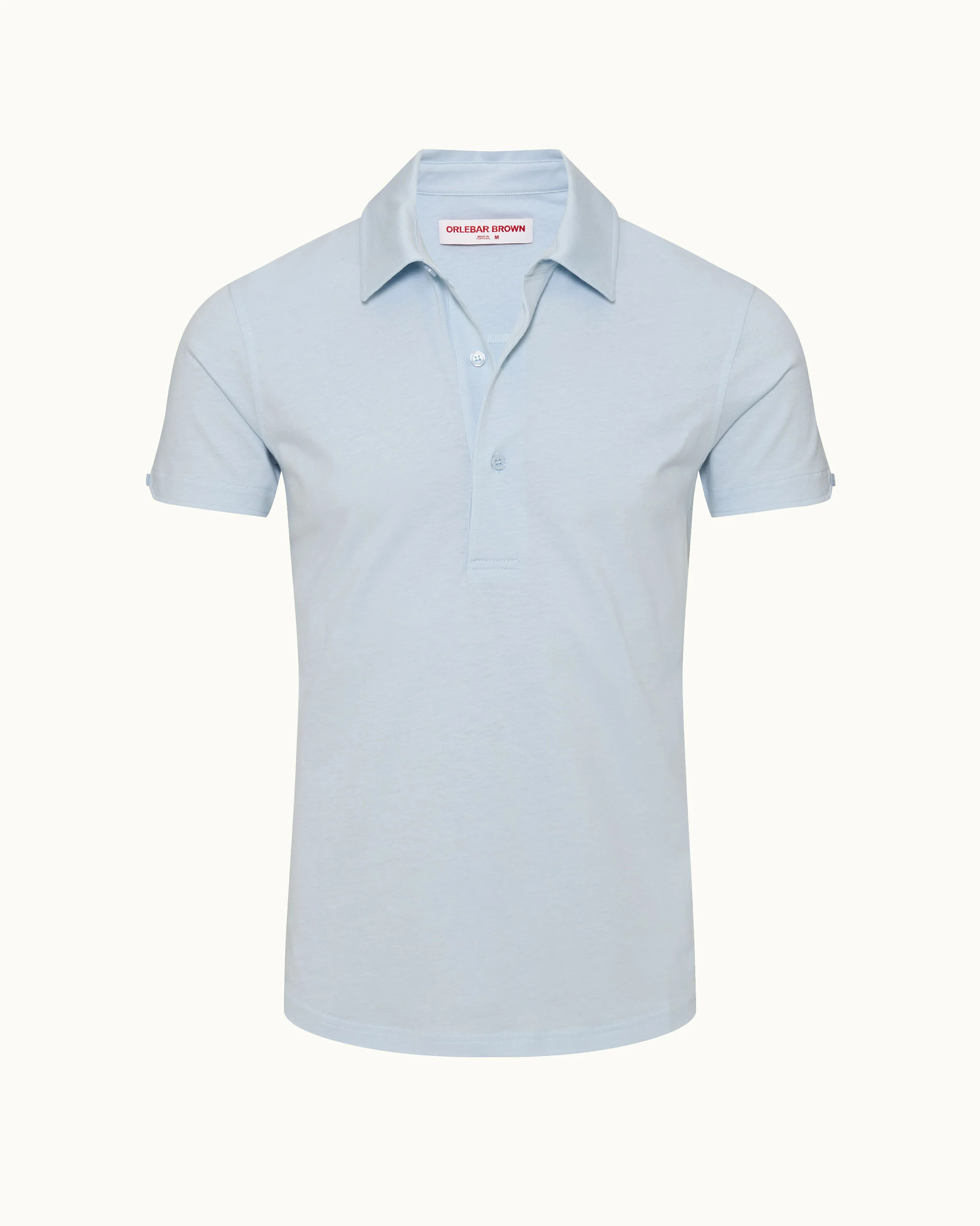 Orlebar Brown | Men's Tailored Fit Cotton-Silk Polo Shirt in Springwater Blue | Orlebar Brown