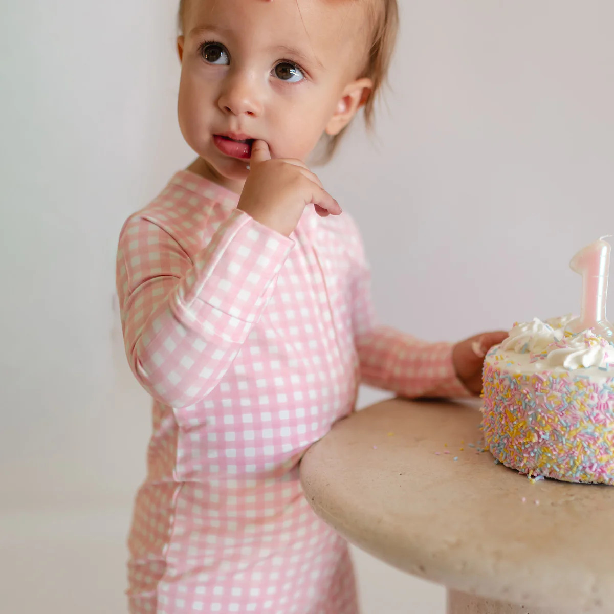 Infant Romper in Pink Gingham | Silks Design