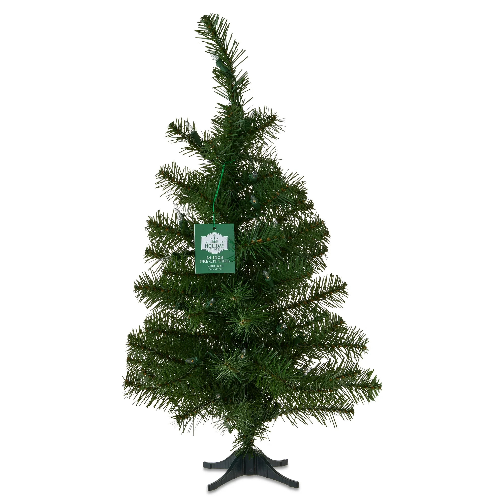 2 FT Mini Noble Spruce Pre-Lit Green Artificial Christmas Tree with Warm White LED Lights, by Hol... | Walmart (US)