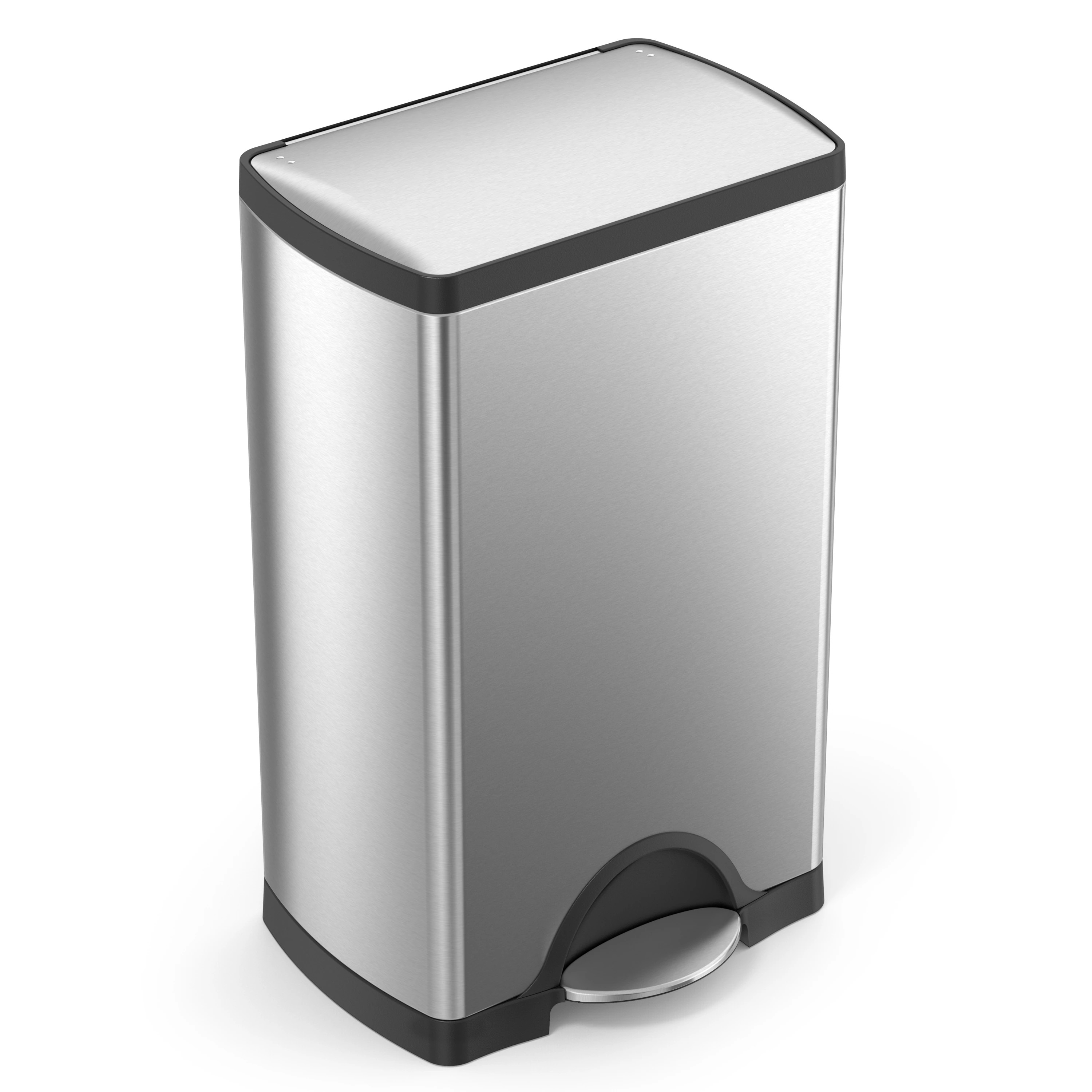 simplehuman Classic Rectangular Step Can with Soft-Close Lid, 38 Liter Brushed Steel Indoor Kitchen Step Trash Can Stainless Steel | CW1814 | Lowe's
