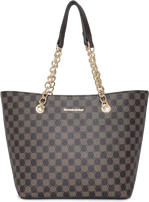 Montana West Handbags for Women Chain Shoulder Vegan Leather Tote Bag Top Handle Handbag | Amazon (US)