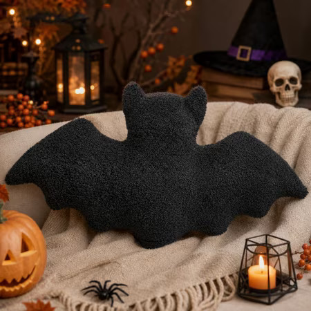 Halloween Decorations Indoor Bat Pillow , Black Gothic Bat Shaped Throw Pillows for Couch Bed, Spooky Plush Cushion Holiday Decor Gifts for Adult & Kids, 9.4" x 15.7" | Walmart (US)