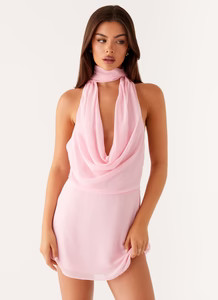 Chantal Backless Scarf Mini Dress - Pink | Peppermayo (Global)