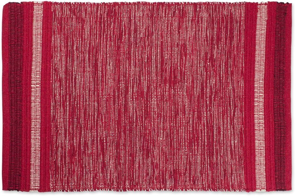 DII Variegated Recycled Yarn Modern Edge Stripe, 2x3', Red | Amazon (US)