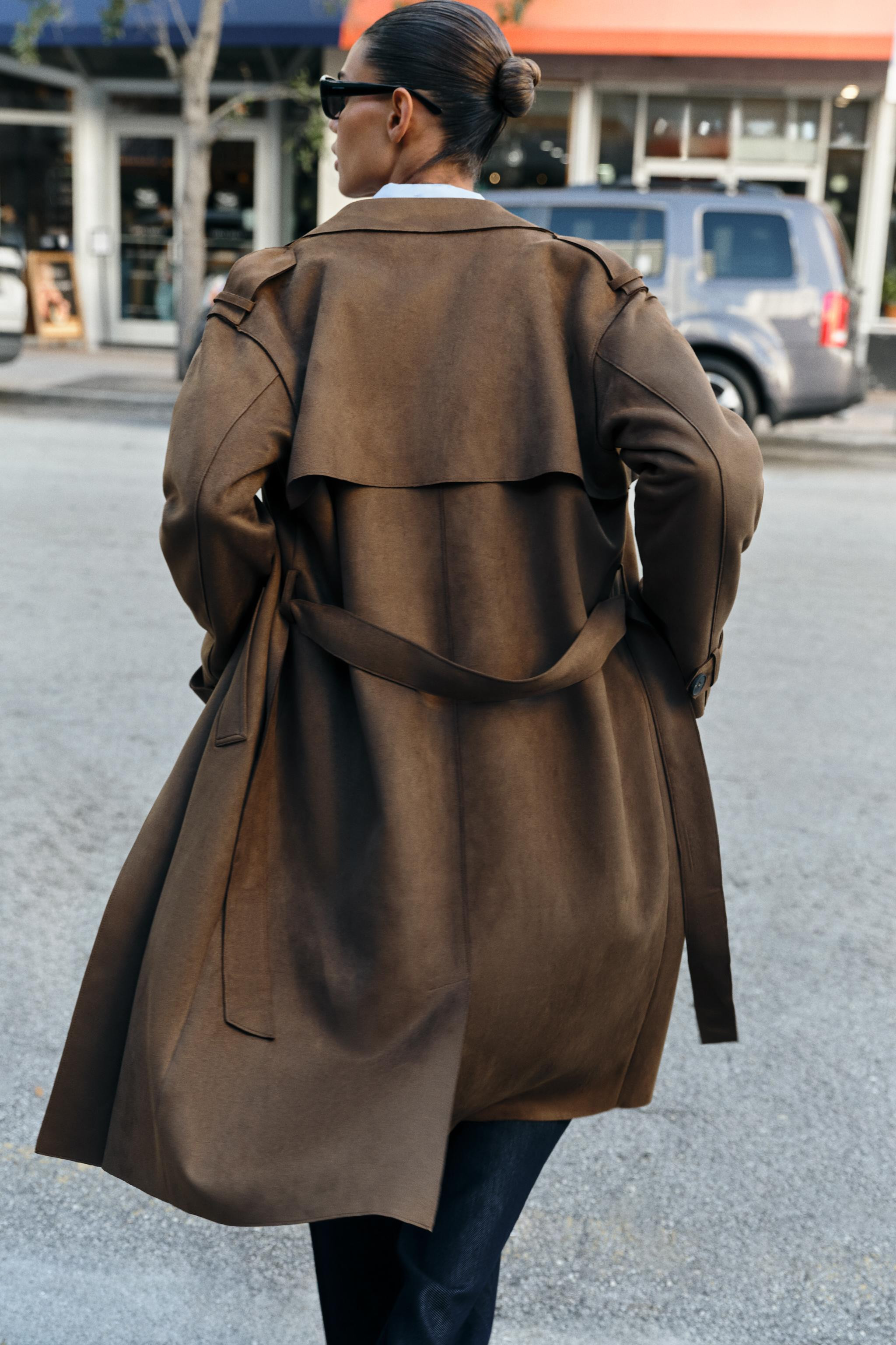 LONG SUEDE EFFECT BELTED TRENCH COAT | Zara Canada