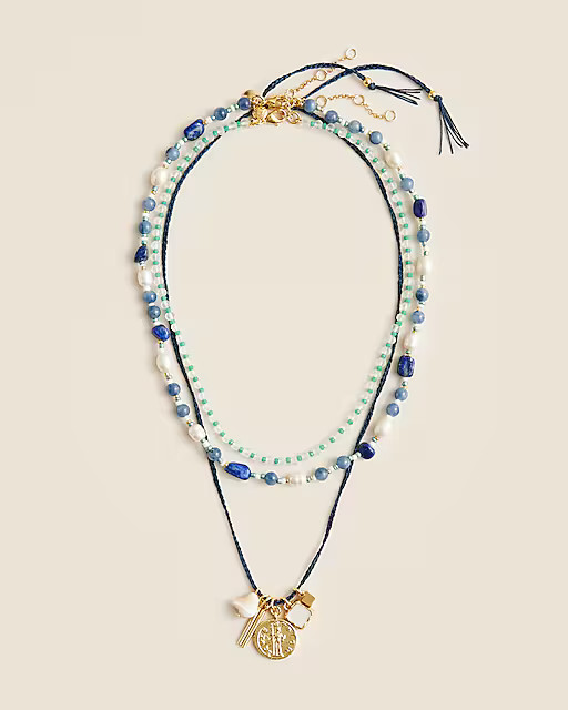 Beaded charm layered necklace | J. Crew US